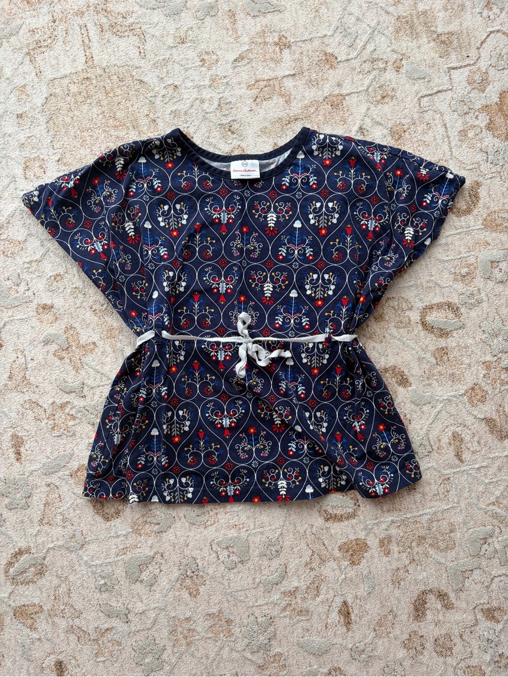 Y2K Hanna Andersson Boho Floral Print Waist Tie Tee